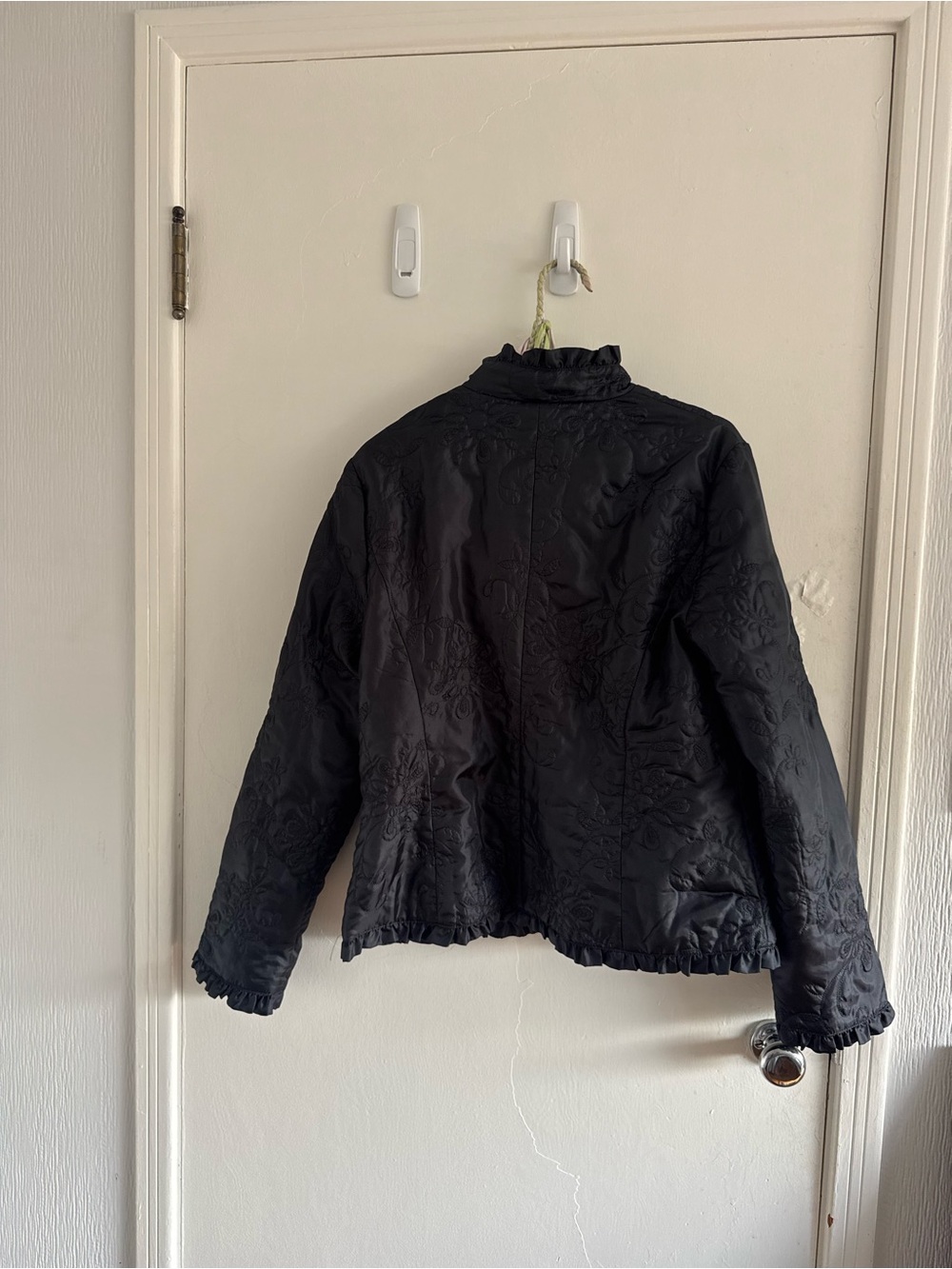 Northern Reflections Black Quilted Ruffle-Trim Puffer Jacket - Picture 3 of 5